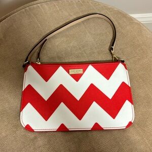 Kate Spade Red and White Chevron Clutch